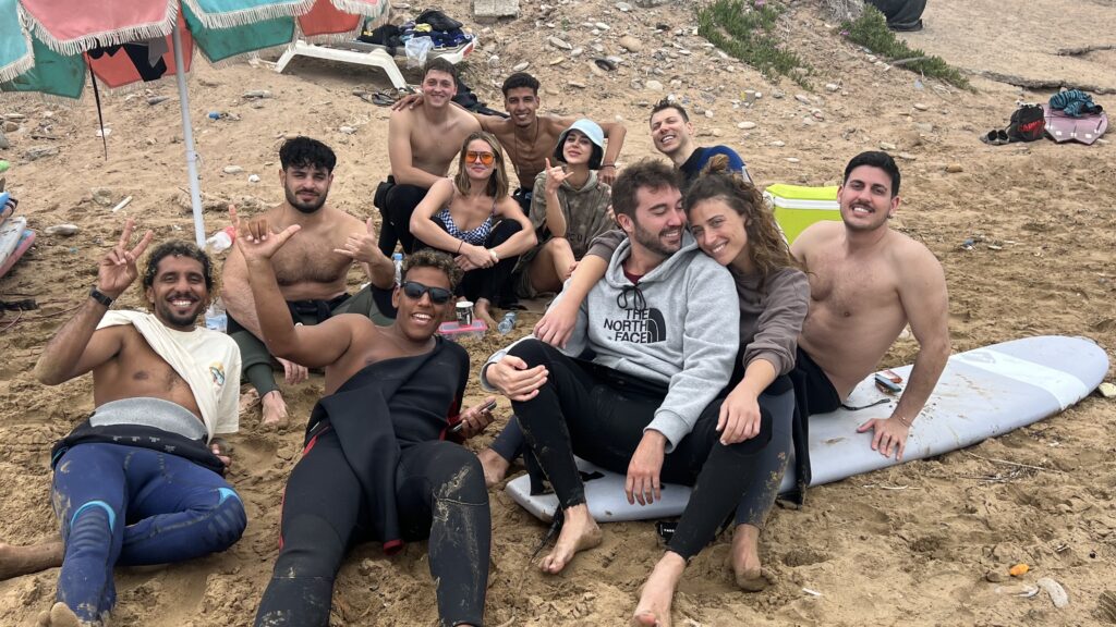 Our group of surfers with us in Tamraght Morocco