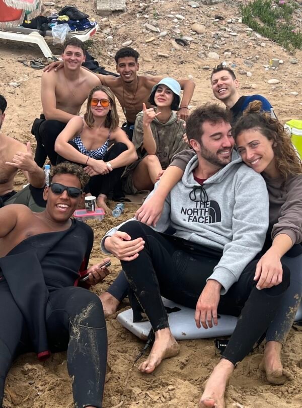Our group of surfers with us in Tamraght Morocco