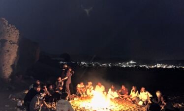Bonfire at the surf camp in Tamraght Morocco