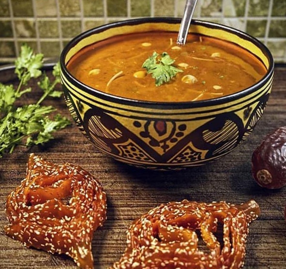 Traditional Moroccan harira soup served during Ramadan