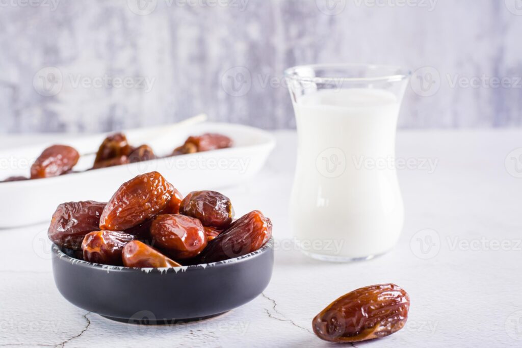 Moroccan dates and milk for breaking the fast