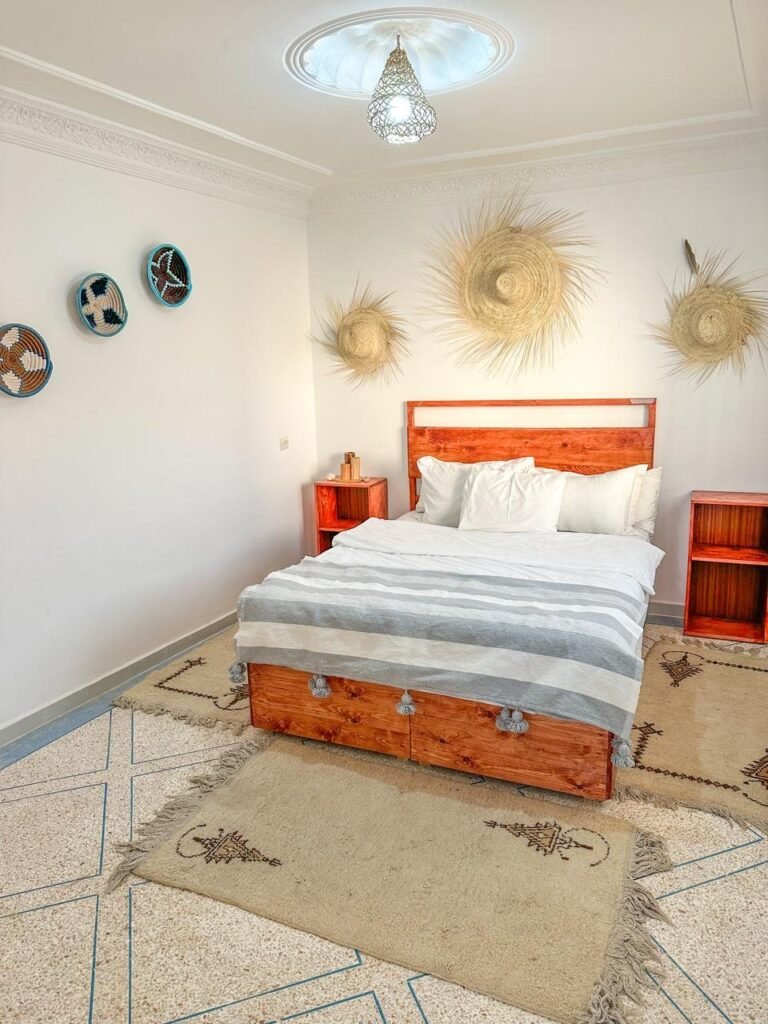 Comfortable bedroom at the PaddleOut surf house